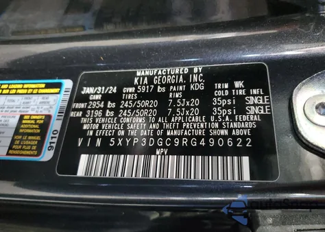 2024 Kia Telluride Ex from USA, damaged, VIN 5XYP3DGC9RG490622